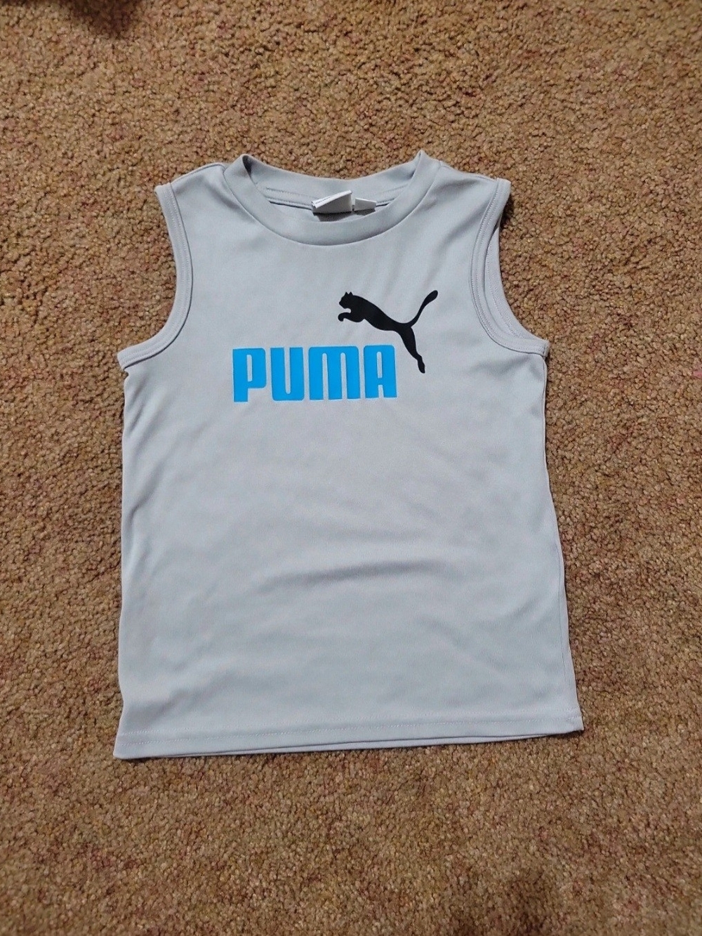 Puma Light Gray Tank Top with Blue Logo and Black Puma